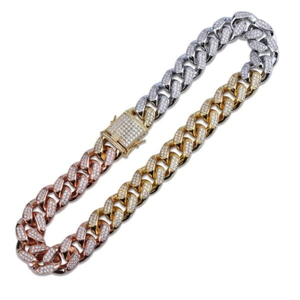 Iced Out Trio tone Miami Cuban Link Chain - Image 12