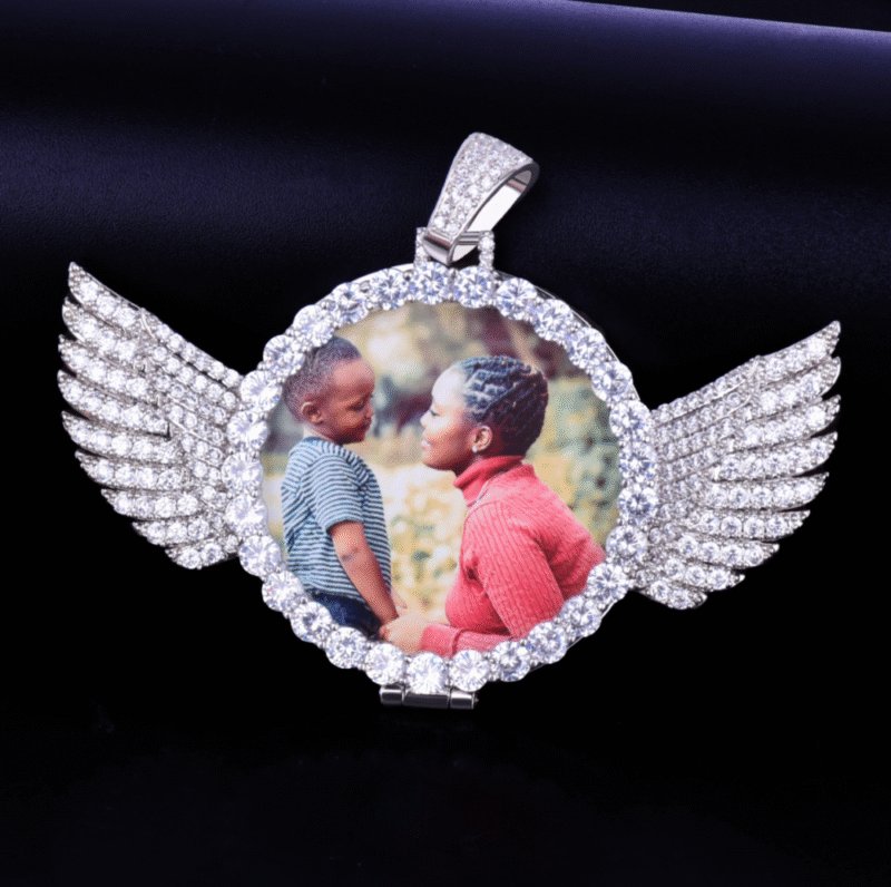 Custom Wings Photo Pendant with Chain - Image 4