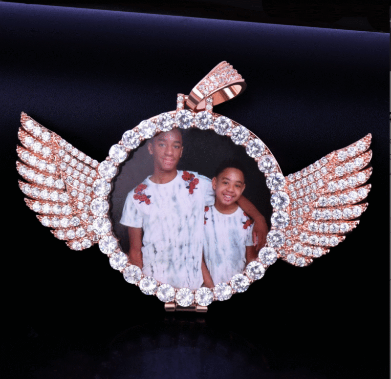 Custom Wings Photo Pendant with Chain - Image 5