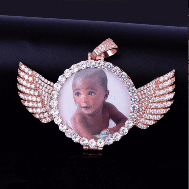 Custom Wings Photo Pendant with Chain - Image 6