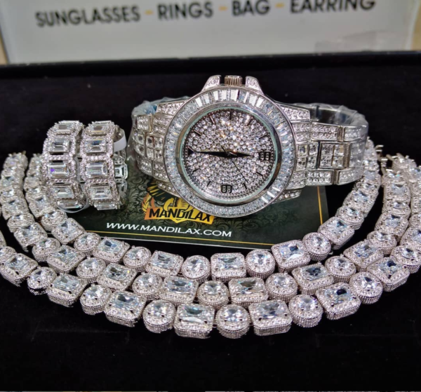 White Valeria Iced Out Wrist Watch for Men - Image 3