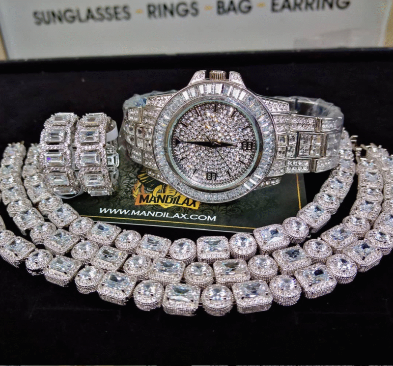 White Valeria Iced Out Wrist Watch for Men - Image 3