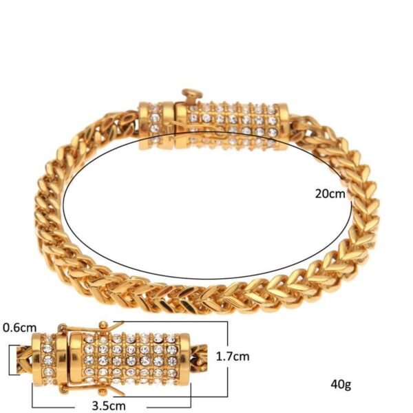 Gold Iced Clasp Franco Bracelet - Image 3