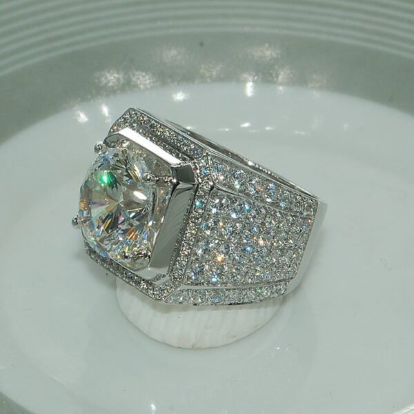 Pure 925 Sterling White Gold Statement Ring - Image 6