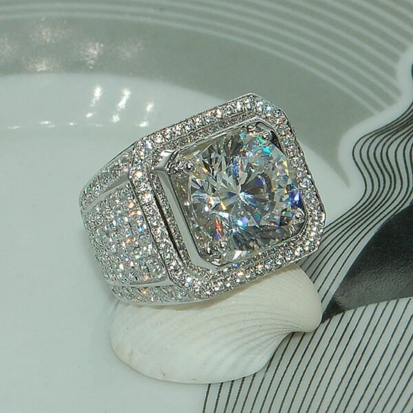 Pure 925 Sterling White Gold Statement Ring - Image 3