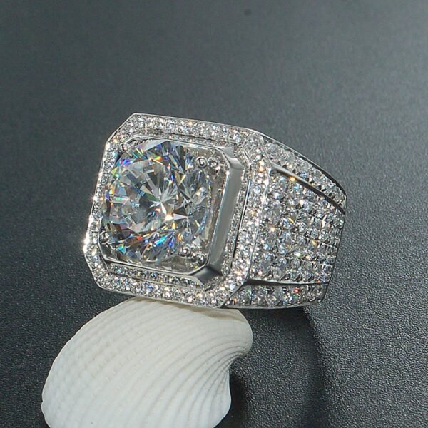 Pure 925 Sterling White Gold Statement Ring