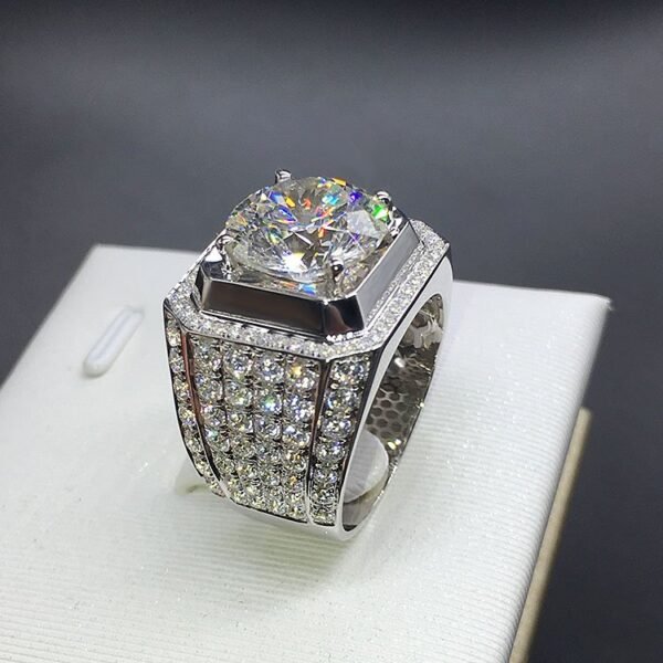 Pure 925 Sterling White Gold Statement Ring - Image 10