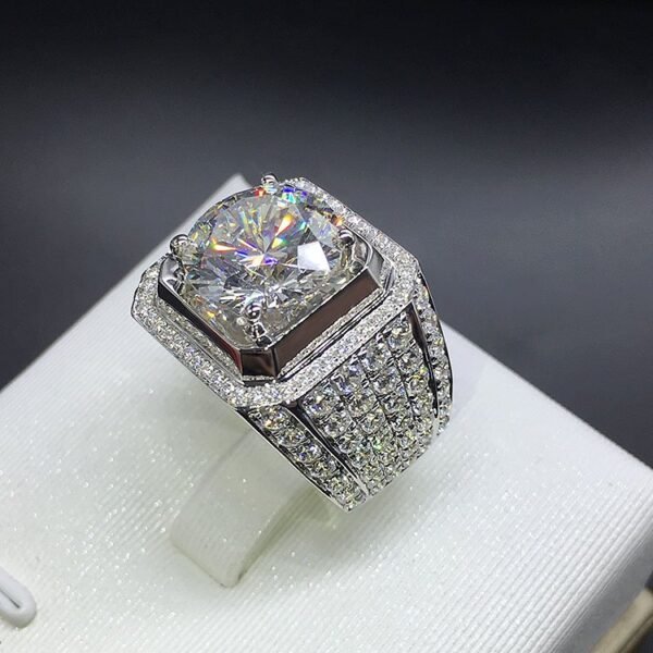 Pure 925 Sterling White Gold Statement Ring - Image 8