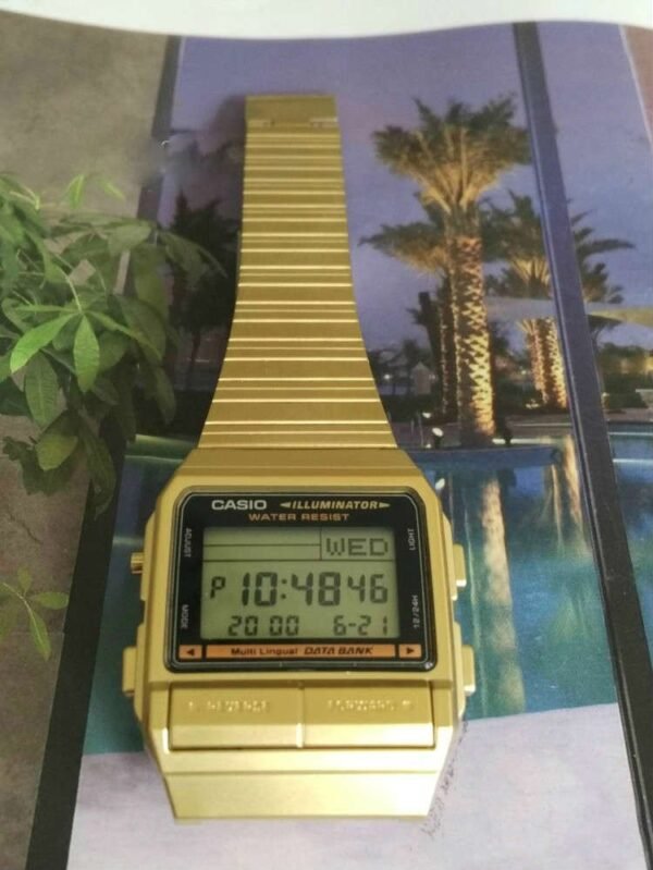 Casio Gold Data Bank Vintage Digital Dual Time Watch - Image 6