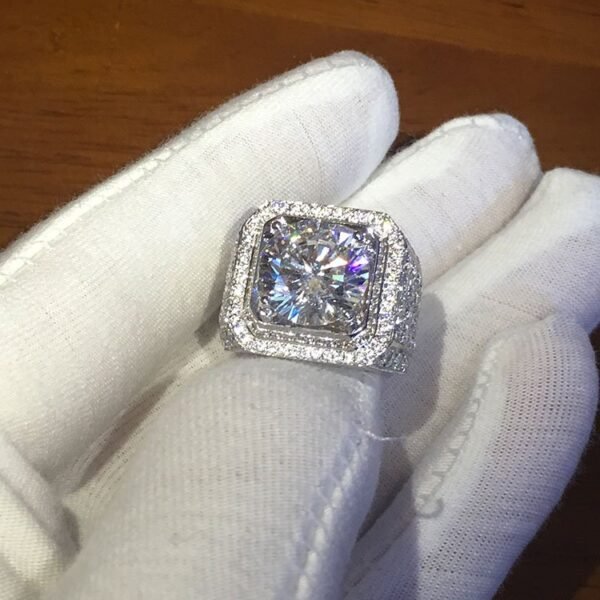 Pure 925 Sterling White Gold Statement Ring - Image 7