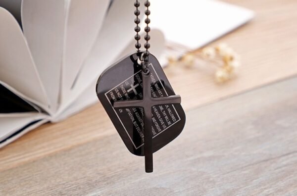 Silver Dog tag Cross Chain for Men - Image 3