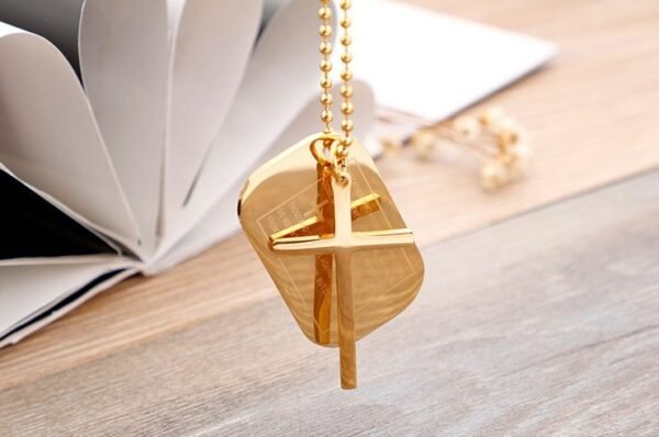 Silver Dog tag Cross Chain for Men - Image 4