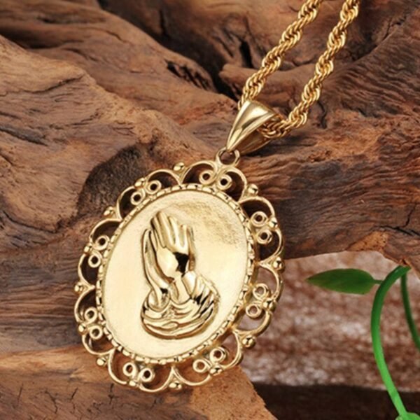 Gold Framed Praying hands Chain - Image 6