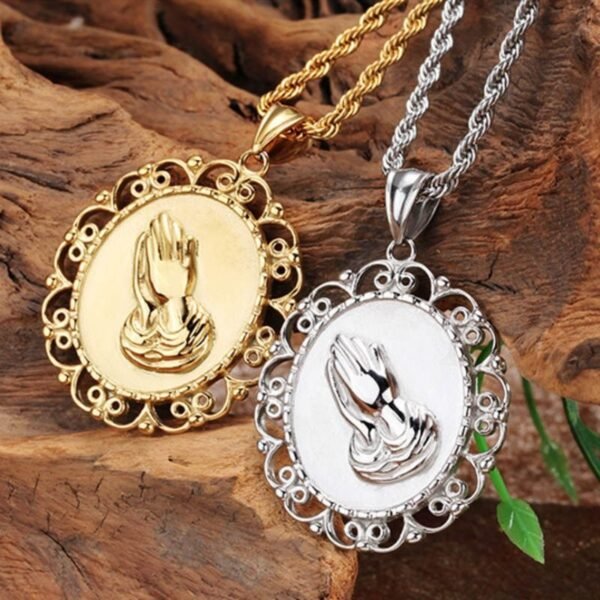 Gold Framed Praying hands Chain - Image 5