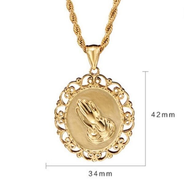 Gold Framed Praying hands Chain - Image 3