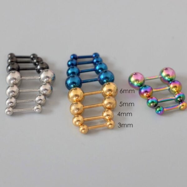 Gold/Black/Silver Reversible 6mm Ball Screw Earrings - Image 3
