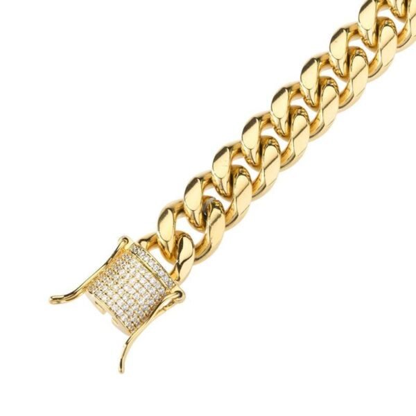 14mm Cuban Link with Iced Open Clasp Bracelet - Image 8