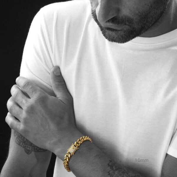 14mm Cuban Link with Iced Open Clasp Bracelet - Image 9