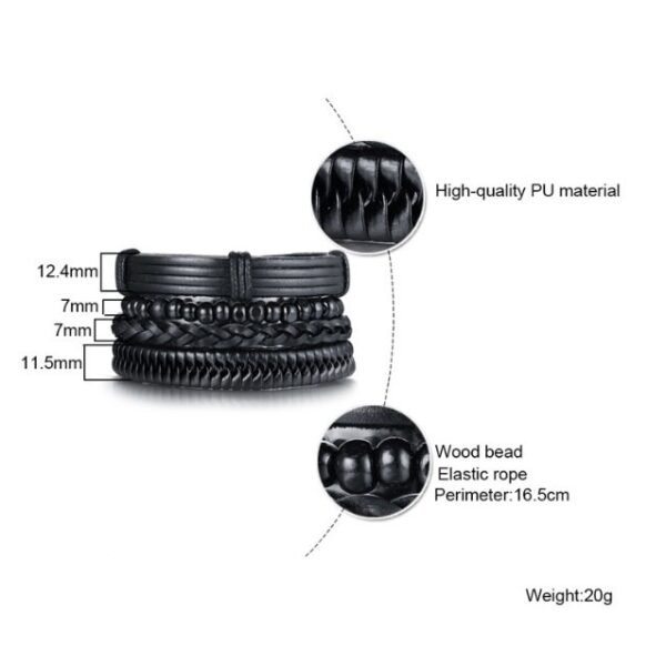 4 in 1 Stackable Leather Bracelet Set - Image 2