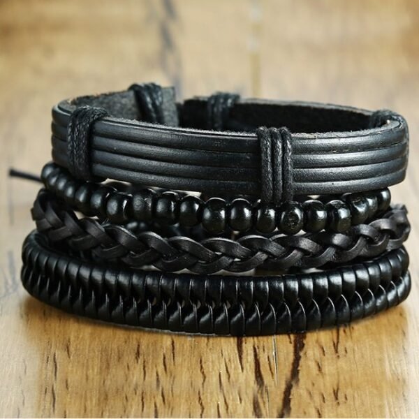 4 in 1 Stackable Leather Bracelet Set - Image 3