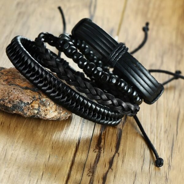 4 in 1 Stackable Leather Bracelet Set - Image 4