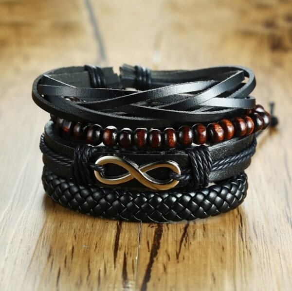 Infinity Charm Leather Bracelet Set - Image 2