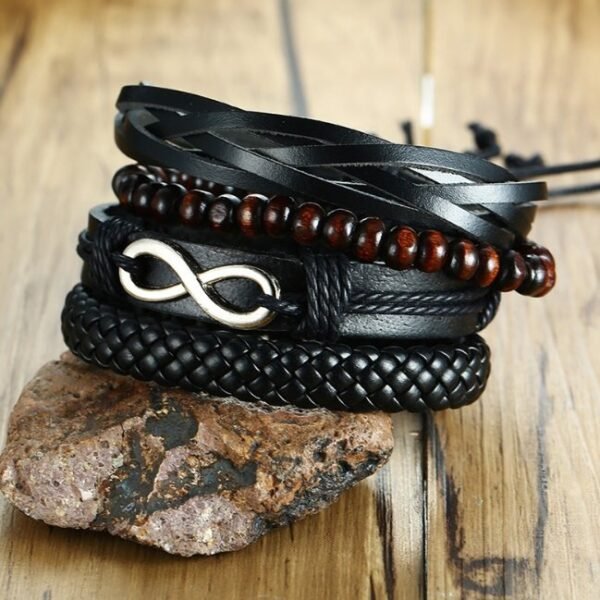 Infinity Charm Leather Bracelet Set - Image 3