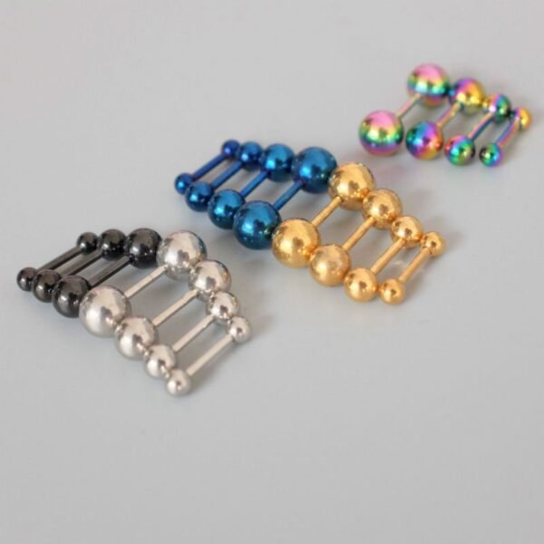 Gold/Black/Silver Reversible 6mm Ball Screw Earrings - Image 4