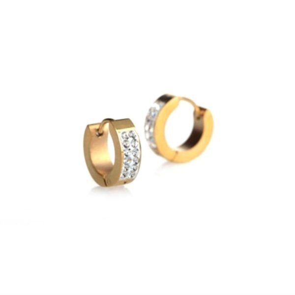 Dual row Diamond Huggie Earrings - Image 3