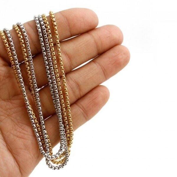 Gold Stainless Steel 4mm Round Box link Chain - Image 4