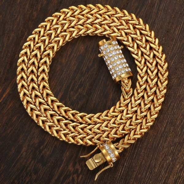 6mm Gold Stainless Iced Out Clasp Franco Link Chain