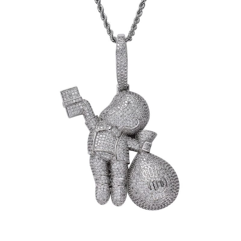 Iced Out Fly Money Bag Grabber Chain