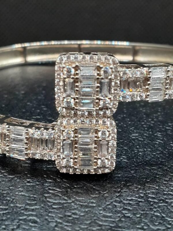 Iced Out Silver Baguette Bangle - Image 3