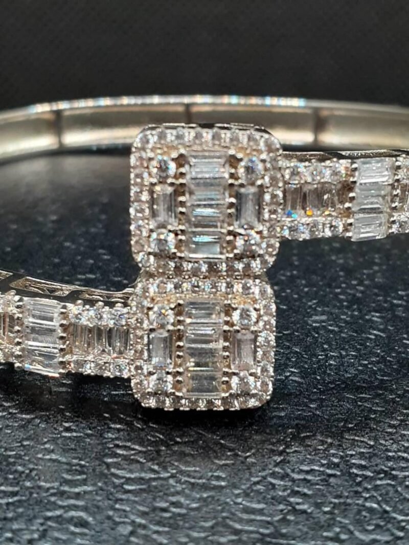 Iced Out Silver Baguette Bangle - Image 3