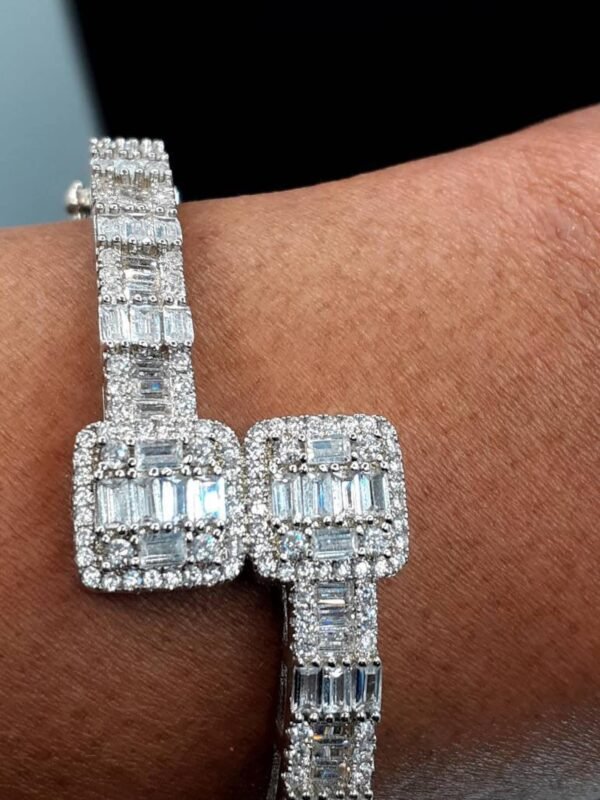 Iced Out Silver Baguette Bangle - Image 6