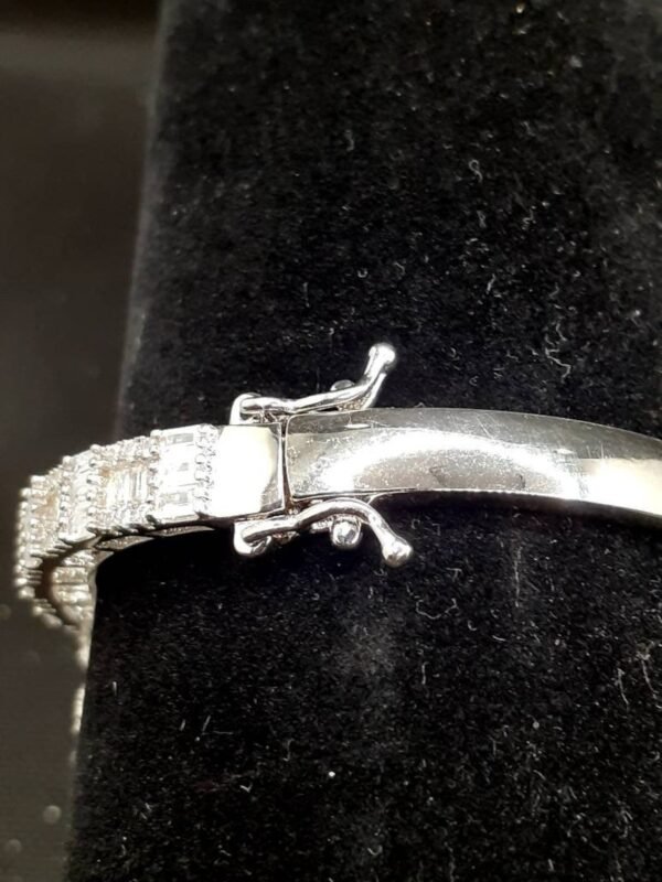 Iced Out Silver Baguette Bangle - Image 4