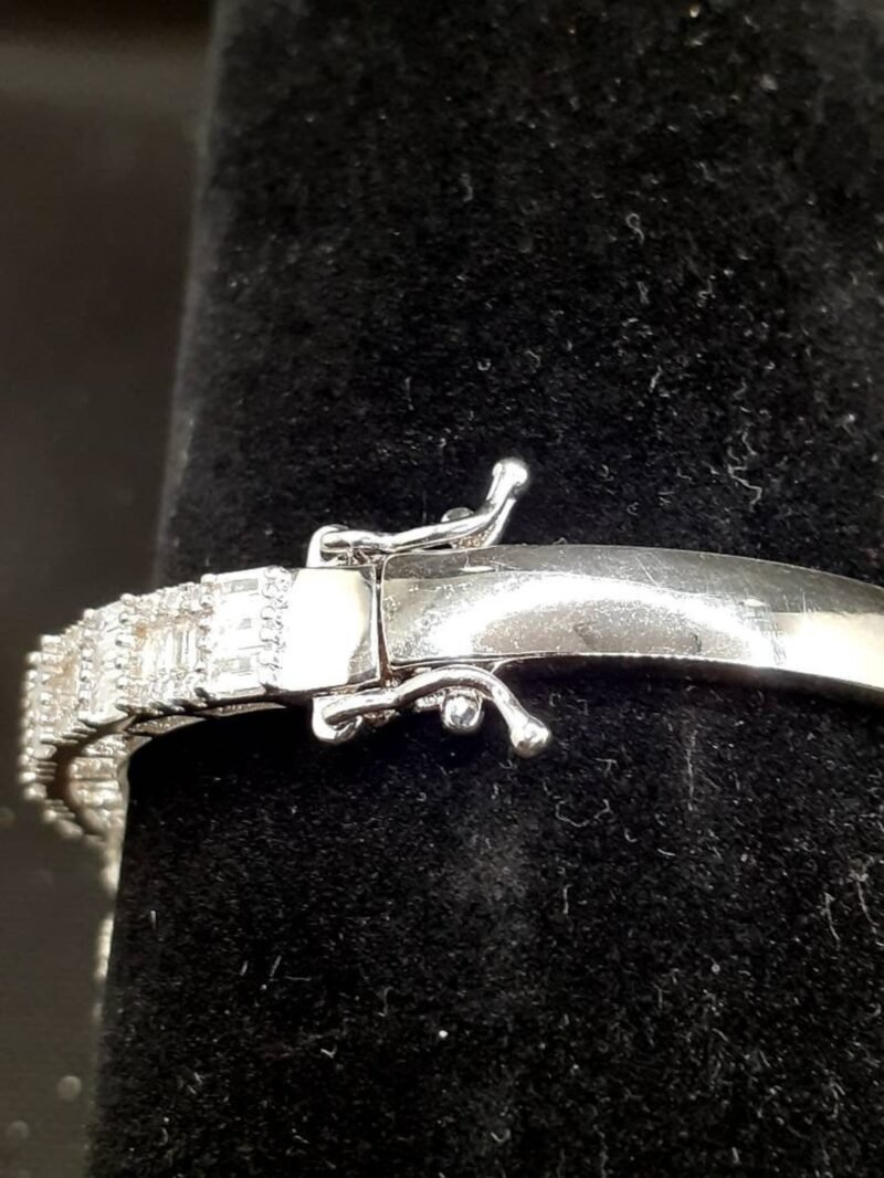 Iced Out Silver Baguette Bangle - Image 4