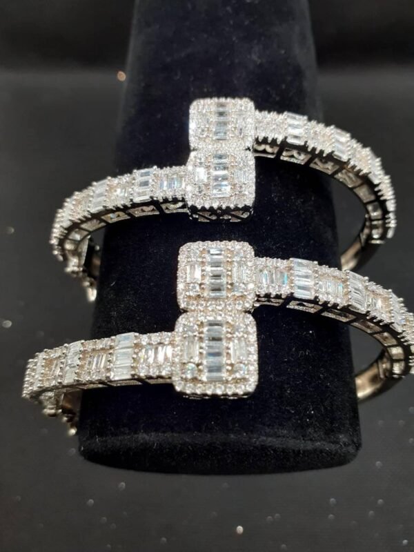 Iced Out Silver Baguette Bangle - Image 5