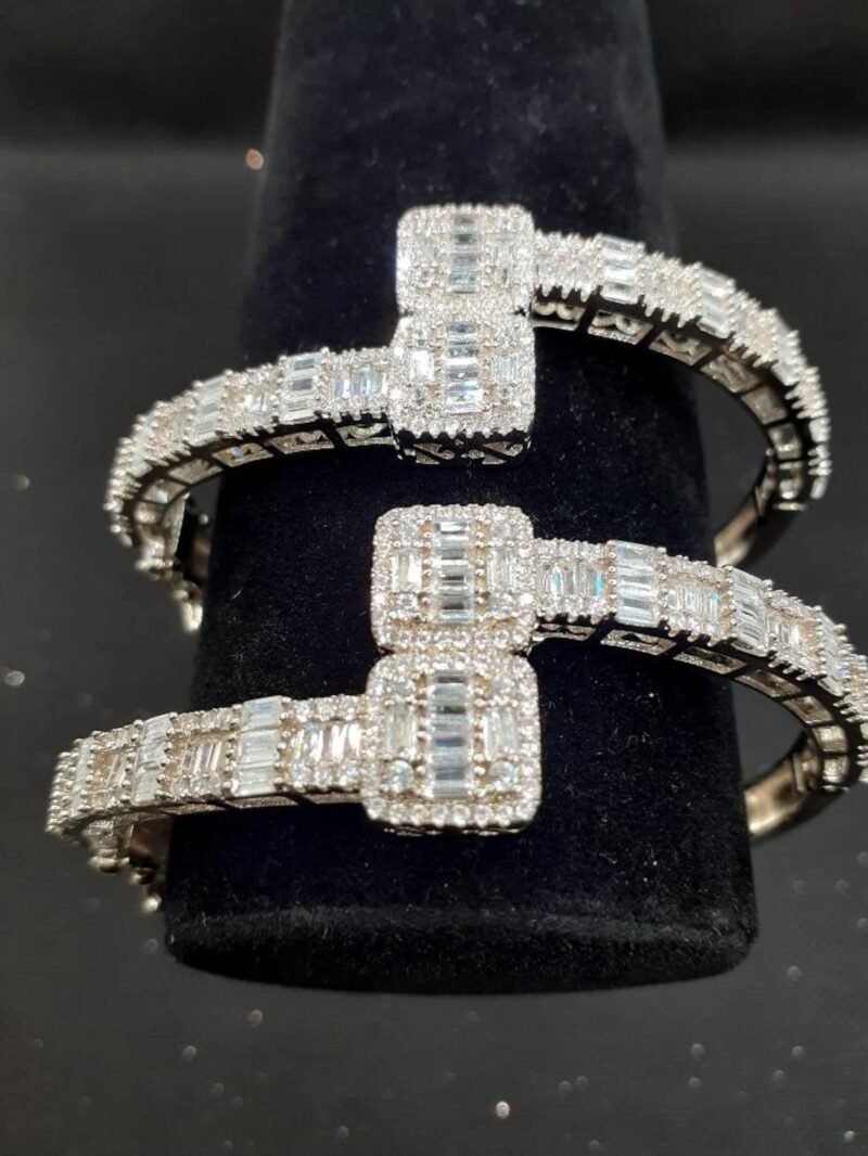 Iced Out Silver Baguette Bangle - Image 5