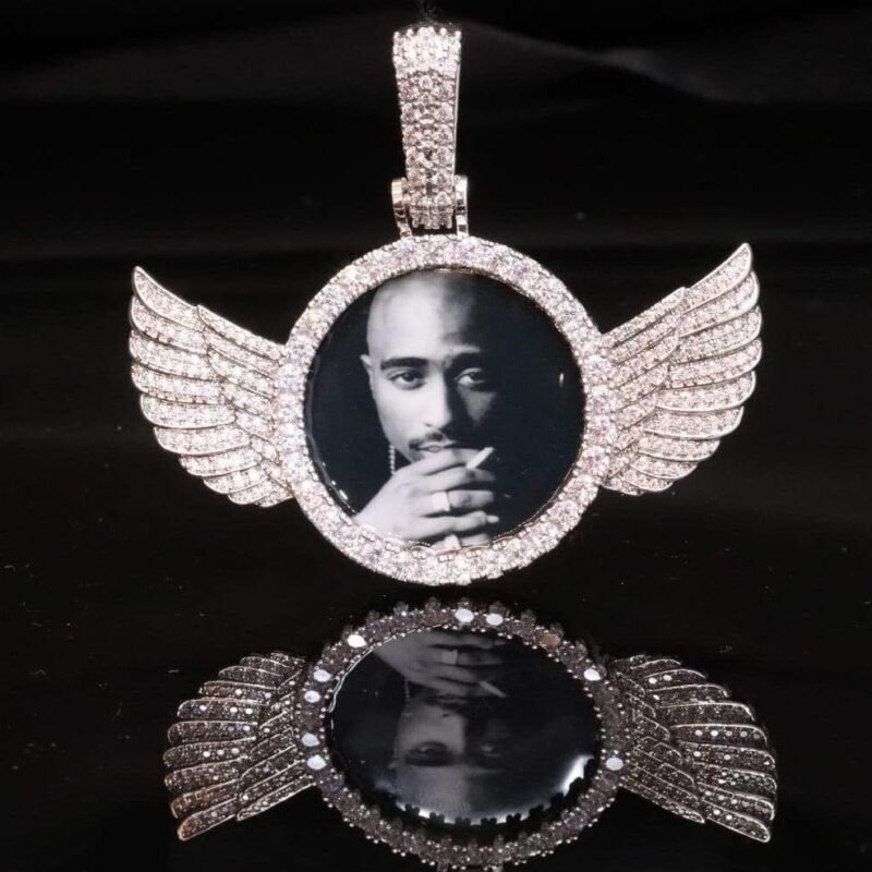 Custom Wings Photo Pendant with Chain - Image 2