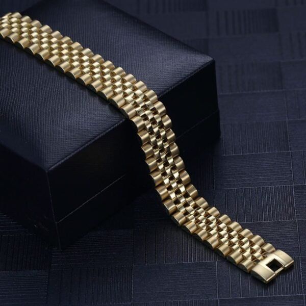Classic Gold Titanium Steel Rollie Bracelet - Image 4
