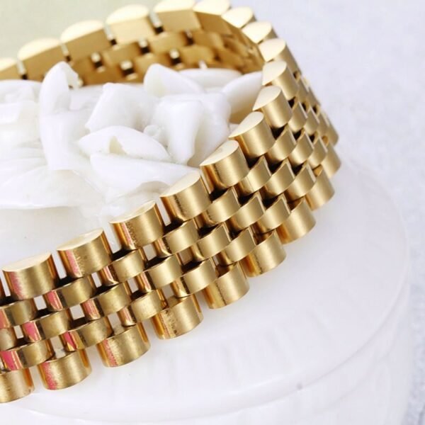 Classic Gold Titanium Steel Rollie Bracelet - Image 3