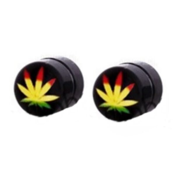 Double Side Black Maple Leaf Stud Earring