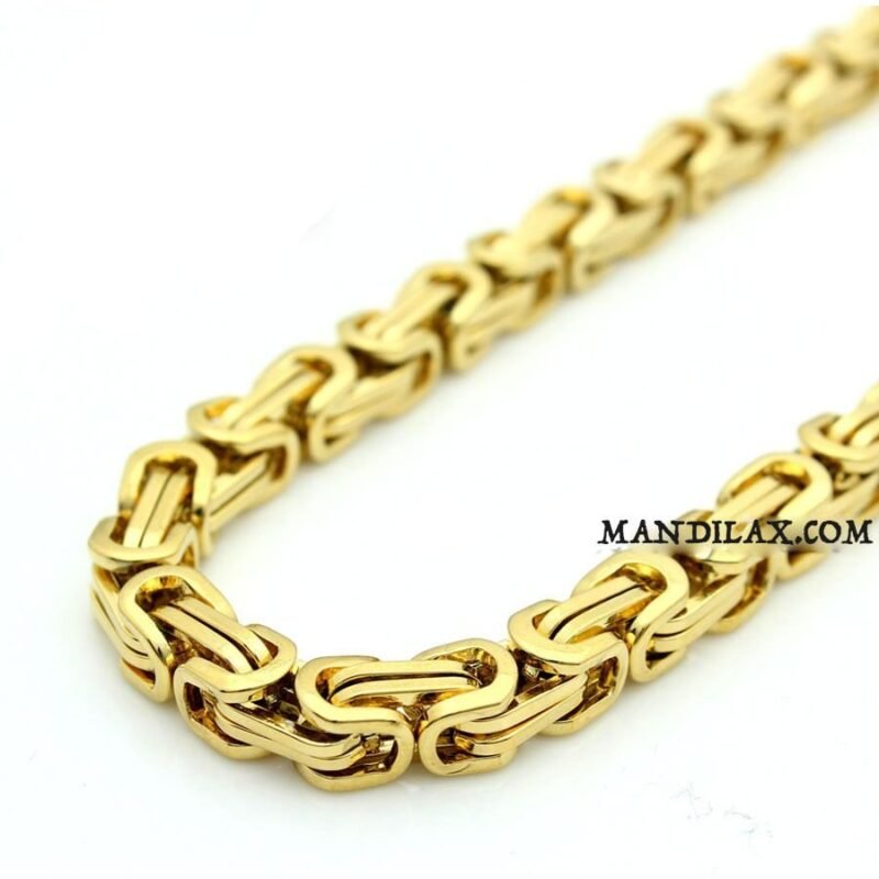 316L Gold Stainless Steel - 9mm Byzantine Stainless Necklace - Image 2