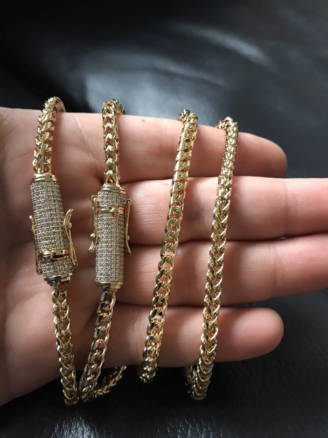 6mm Gold Stainless Iced Out Clasp Franco Link Chain - Image 3