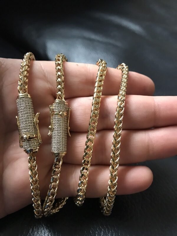 6mm Gold Stainless Iced Out Clasp Franco Link Chain - Image 3