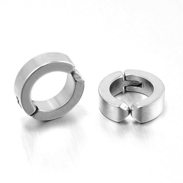 Silver Stainless Steel Clip Hoop Earrings (No piercing) ME-071 - Image 2