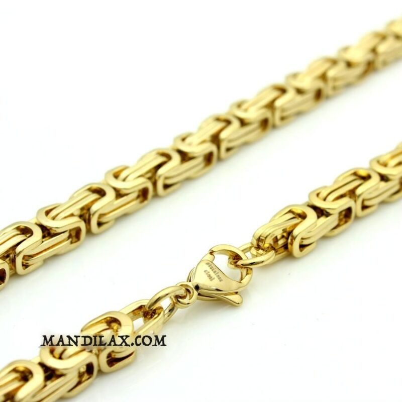 316L Gold Stainless Steel - 9mm Byzantine Stainless Necklace - Image 3