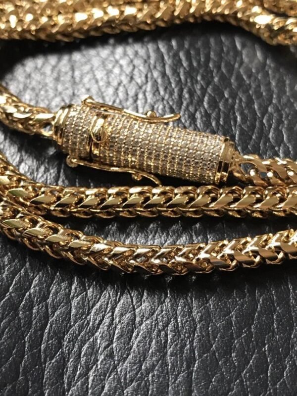6mm Gold Stainless Iced Out Clasp Franco Link Chain - Image 5