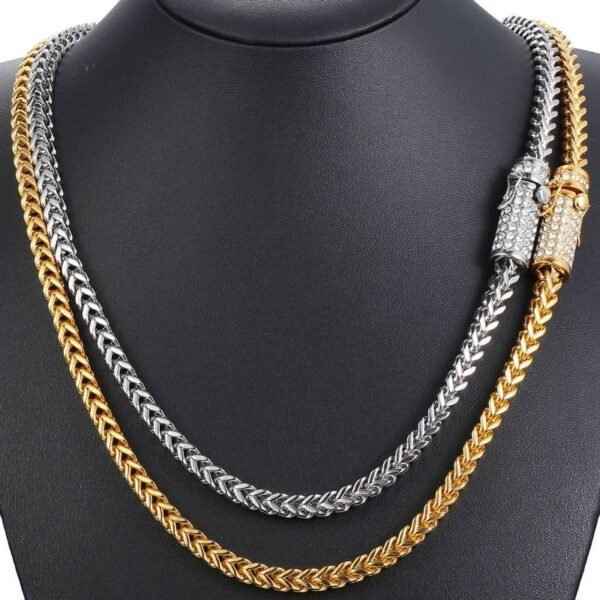 6mm Gold Stainless Iced Out Clasp Franco Link Chain - Image 7